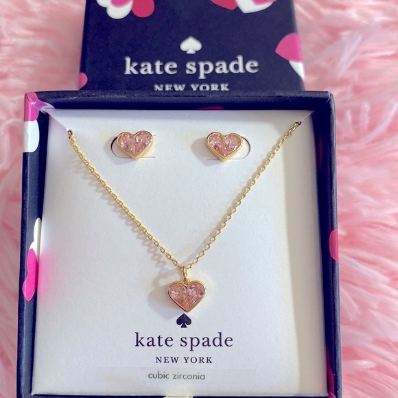 kate spade Jewelry Kate Spade Heart Pendant Necklace And Studs Set